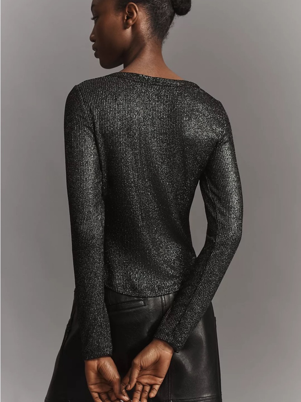 Anthropologie The Andie Ribbed Spotlight Henley Long Sleeve by Pilcro - Picture 4 of 15